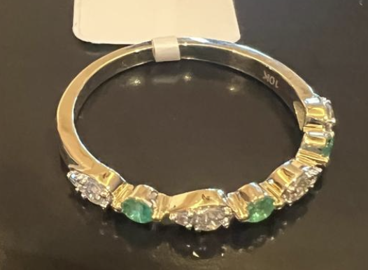 Anillo de diamantes y esmeraldas naturales - Image 2