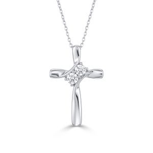 Cruz con 2 Diamantes Naturales de .5 con Halo