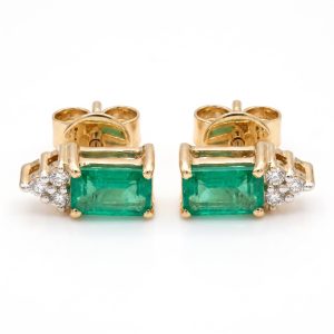 Broqueles de Esmeralda con Diamantes