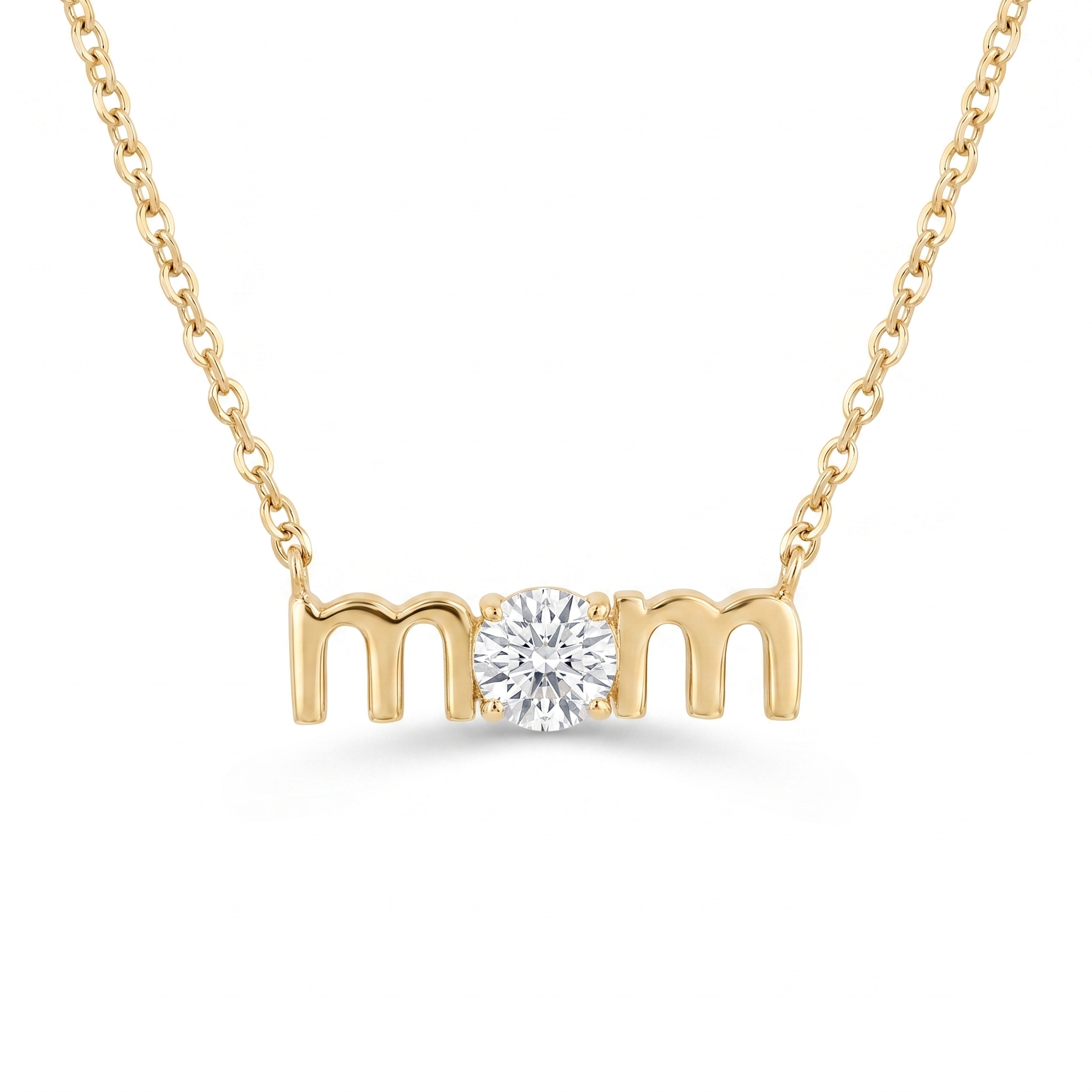Collar Mom Oro Amarillo 14K con Diamante