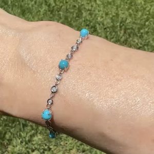 Pulsera de Diamantes y Turquesas