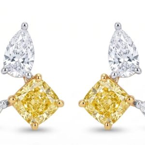 Aretes de diamante Mariló con 2 lágrimas de diamante blanco