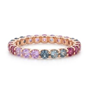 Anillo de zafiros de colores
