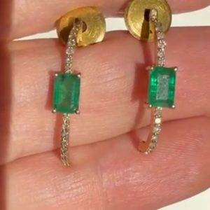 Arracadas de Esmeralda y Diamantes Naturales en Oro 14K