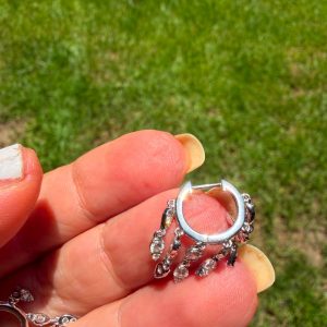 Arracadas con flecos de diamantes naturales
