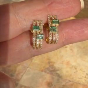 Aretes de Esmeralda y Diamante Natural