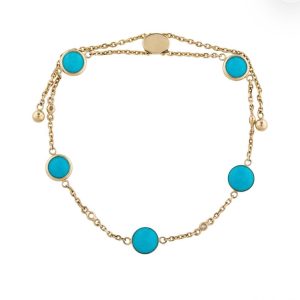 Pulsera de turquesas y diamantitos naturales
