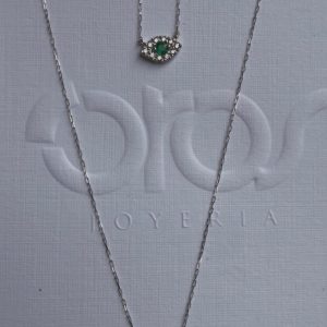 Dije de Ojito de Esmeralda o Zafiro con Diamantes
