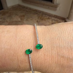 Pulsera de Esmeralda con Diamantes Naturales en Oro Amarillo de 14K