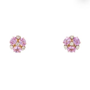 Broqueles de Zafiro Rosa con diamantes naturales