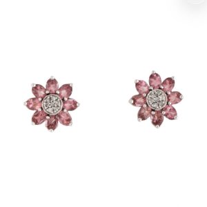 Clips de turmalina y de diamantes naturales